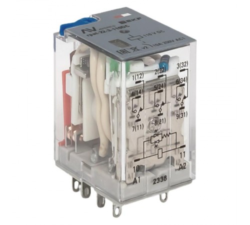 Реле промежуточное с кнопкой и мех. Индикацией RPAt 22/3 10A 110В DC  AVERES rpat-22-3-110DC EKF