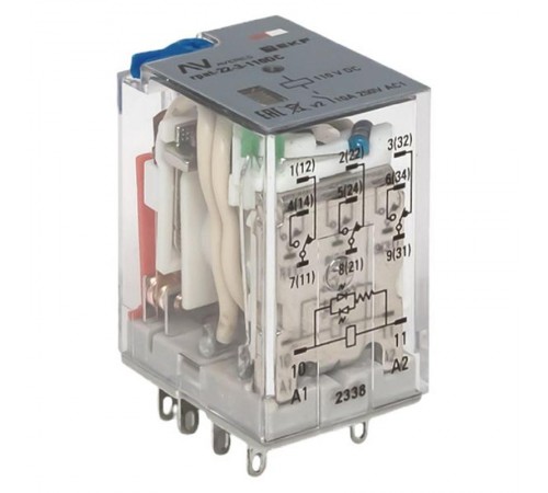 Реле промежуточное с кнопкой и мех. Индикацией RPAt 22/3 10A 110В DC  AVERES rpat-22-3-110DC EKF