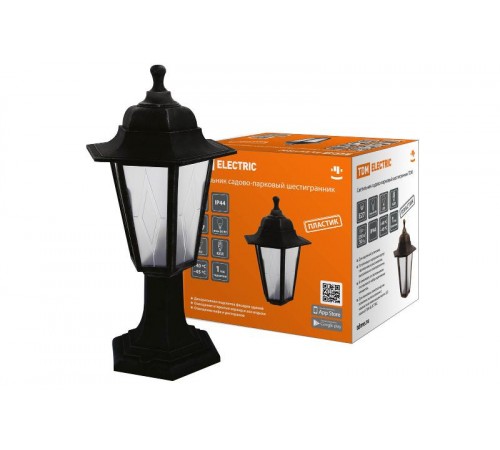 Светильник садово-парковый НТУ 06-60-001 шестигранник, стойка, пластик, расс.пластик, черный  SQ0330-0762  TDM