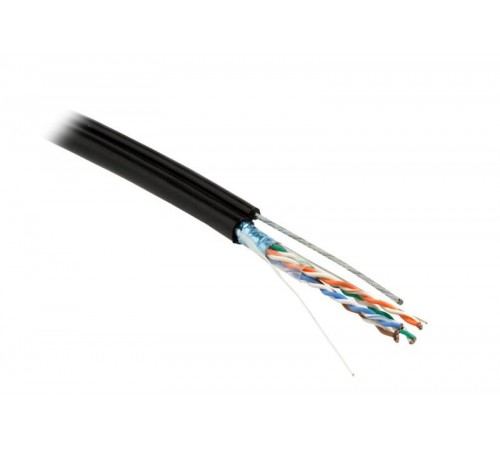 Кабель витая пара FUTP4-C5E-S24-SW-OUT-PE-BK-500(500м)F/UTP,к.5e,4п(24AWG),одн.(solid),эк.-ф.,смет.тр.,вне,PE,-40°C-+50°C,черн.  236291  Hyperline