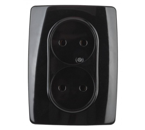 12-2107-06  Розетка 2-ая без заземления, 16A-250В, IP20, Эра12, чёрный  Б0031243  ЭРА