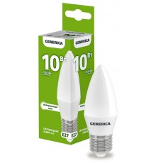 Лампа светодиодная C35 свеча 10Вт 230В 4000К E27   LL-C35-10-230-40-E27-G  GENERICA