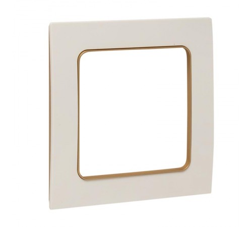 Стокгольм Рамка 1-местная белая с линией цвета шампань PROxima  EYM-G-302-10  EKF