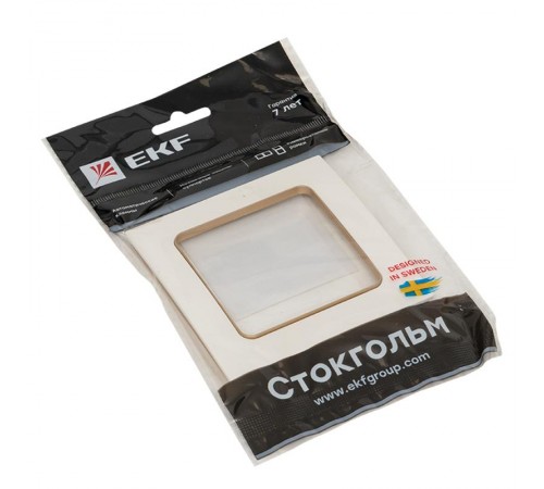 Стокгольм Рамка 1-местная белая с линией цвета шампань PROxima  EYM-G-302-10  EKF