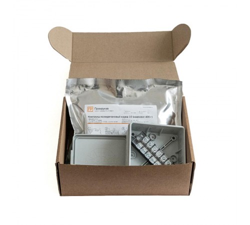 Коробка распределительная двухкомпонентная (HF) с компаундом и с 6-кл. зажимами, сечение до 2,5 мм, 100х100х40 серая IP68 PR80.0176  Промрукав