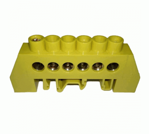 Шина PE "земля" в комбинированном DIN-изоляторе "Стойка" ШНИ-8х12-6-КС-Ж  YNN10-812-6DP-K05  IEK