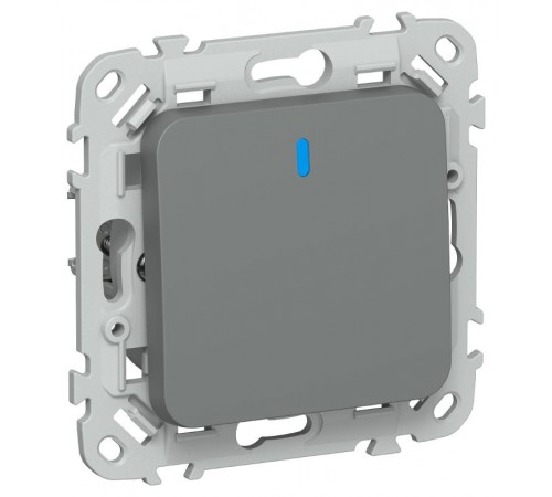 FLITE Выключатель 1-клавишный с индикацией 10А ВС11-1-1-ФлМА мокрый асфальт  FI-V10-1-10-1-K80  IEK