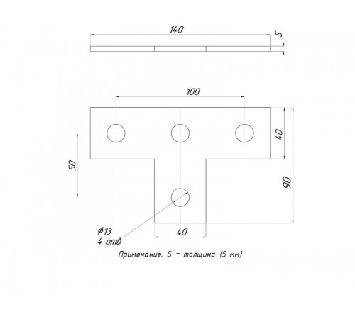 STRUT-пластина Т-образная 4 отверстия HDZ  stpt-HDZ  EKF