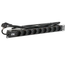 PDU 9 розеток нем. ст, 1U, шнур 2м вилка нем. ст ал.проф  PH22-9D1  ITK