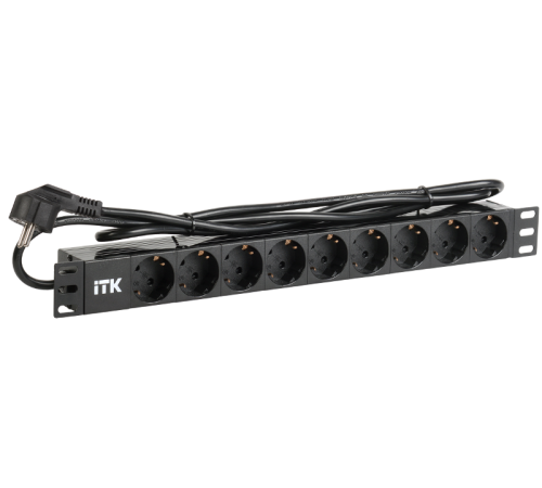 PDU 9 розеток нем. ст, 1U, шнур 2м вилка нем. ст ал.проф  PH22-9D1  ITK