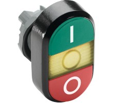 Кнопка двойная MPD2-11Y (зеленая/красная) желтая линза с текстом (I/O)  1SFA611131R1103  ABB
