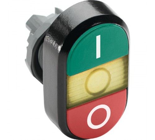 Кнопка двойная MPD2-11Y (зеленая/красная) желтая линза с текстом (I/O)  1SFA611131R1103  ABB