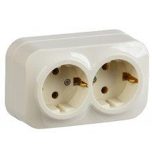 РС22-3-ХК Розет. 2-ая с з/к о/у 16А GLORY кремовый  ERH21-K33-16  IEK