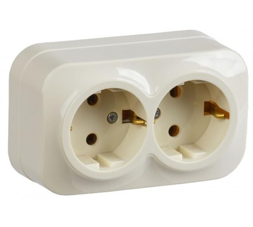 РС22-3-ХК Розет. 2-ая с з/к о/у 16А GLORY кремовый  ERH21-K33-16  IEK