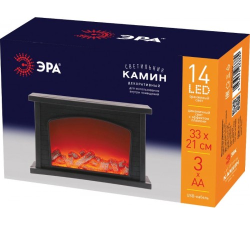 Камин декоративный 33*21 см, ЕGNIK - 06 , 3*AA , USB, IP20  Б0051947  ЭРА