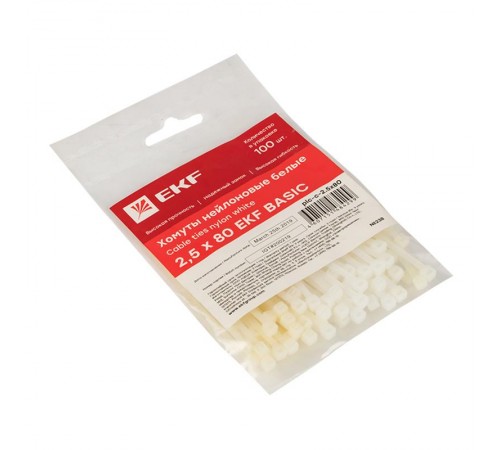 Хомут нейлоновый 2,5х80 (уп./100шт) EKF Simple  plc-c-2.5x80  EKF