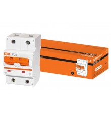 Выключатель автоматический двухполюсный ВА47-125 25А D 15кА  SQ0208-0016  TDM