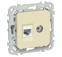 FLITE Розетка 2-ая RJ45/TV кат.5Е UTP РКТВ5е-2-0-ФлН навахо  FI-AK22-1-K87  IEK