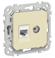 FLITE Розетка 2-ая RJ45/TV кат.5Е UTP РКТВ5е-2-0-ФлН навахо  FI-AK22-1-K87  IEK