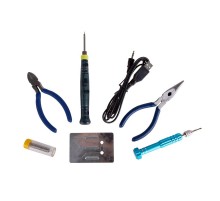 Набор для пайки (USB паяльник 8 Вт, кусачки, тонкогубцы, подставка, припой, отвертка)  12-0168  REXANT