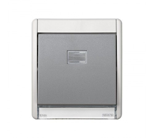 Simon 44 Aqua Рамка для одноклавишного выключателя + клавиша с окном подсветки под механизмы S27, IP55, S44 Aqua,  4400010-035  Simon