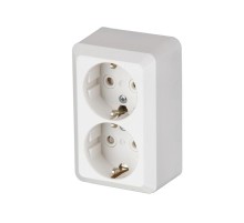 Розетка DoubleSCHUKO с заземлением, 16А / 250В, зажимные клеммы, наружный монтаж, серия Jussi, белый  402EA   2TKA000994G1  ABB