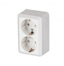 Розетка DoubleSCHUKO с заземлением, 16А / 250В, зажимные клеммы, наружный монтаж, серия Jussi, белый  402EA   2TKA000994G1  ABB