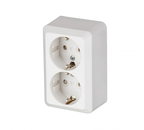 Розетка DoubleSCHUKO с заземлением, 16А / 250В, зажимные клеммы, наружный монтаж, серия Jussi, белый  402EA   2TKA000994G1  ABB