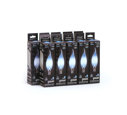 Лампа светодиодная LED 5Вт E14 220В 4100К свеча на ветру  104801205  Gauss