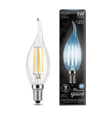 Лампа светодиодная LED 5Вт E14 220В 4100К свеча на ветру  104801205  Gauss