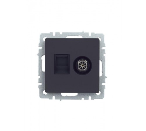 BRITE Розетка двойная TV+RJ45 кат.5E РТВ/РК12-БрГ графит   BR-AK20-1-K53  IEK