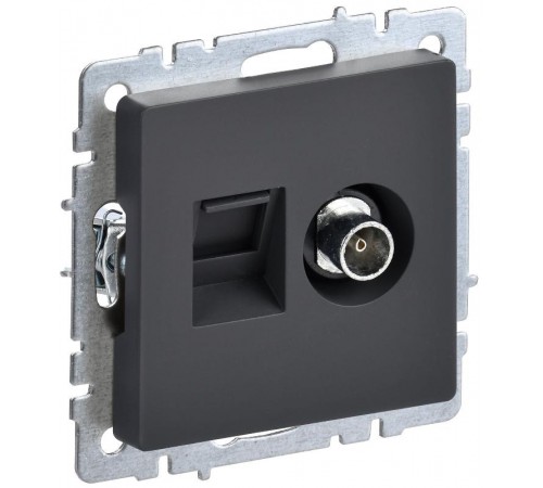 BRITE Розетка двойная TV+RJ45 кат.5E РТВ/РК12-БрГ графит   BR-AK20-1-K53  IEK