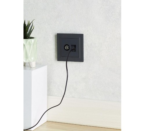 BRITE Розетка двойная TV+RJ45 кат.5E РТВ/РК12-БрГ графит   BR-AK20-1-K53  IEK