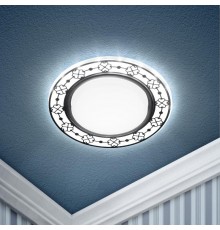 Светильник точечный встраиваемый DK LD28 WH/BK декор cо светодиодной подсветкой GX53, белый/черный  Б0037390  ЭРА