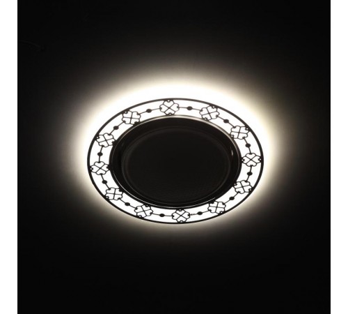 Светильник точечный встраиваемый DK LD28 WH/BK декор cо светодиодной подсветкой GX53, белый/черный  Б0037390  ЭРА