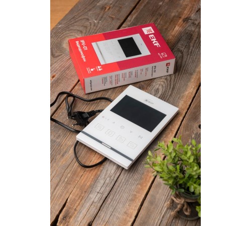 Видеодомофон IPV-01 бел. 4''TFT 4пр. 2 канала IP20 EKF  int-ipv-01  EKF