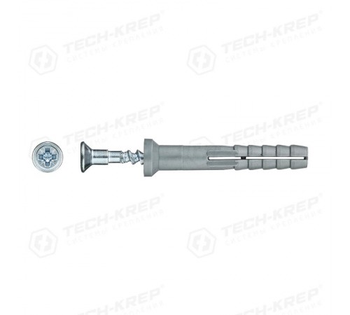 Дюбель-гвоздь 6х40 потайная манжета (полипропилен) - упаковка (2000шт)   125225  Tech-KREP