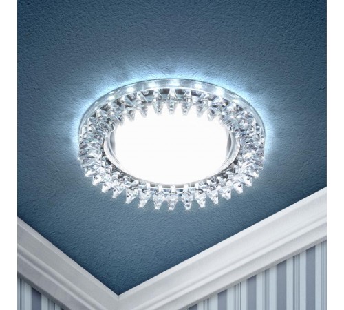 Светильник точечный встраиваемый под лампу DK LD20 15Вт GX53 прозрачный с подсветкой  Б0028065  ЭРА