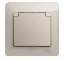 Glossa Молочный Розетка с заземлением со шторками с крышкой IP20 (в сборе)  GSL000946  SE