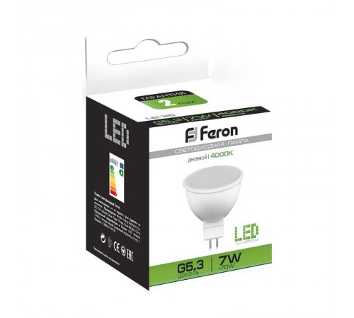 Лампа светодиодная LB-26 (7W) 230V G5.3 4000K MR16 матовая  25236  FERON
