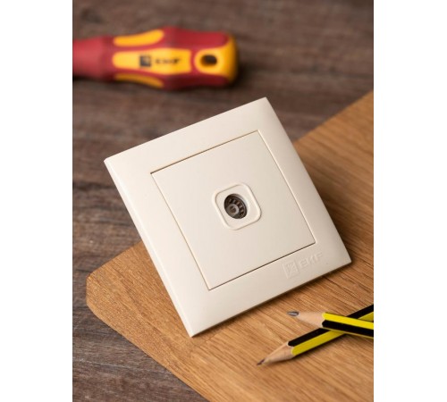 Валенсия розетка телевизионная 1-местная 75Ом 5-862МГц кремовая EKF PROxima   EWA00-027-20   EKF