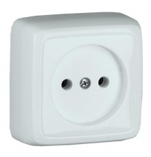 Розетка открытой установки, одноместная, со шторкой, цвет белый  РА16-102  HEGEL