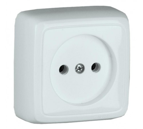 Розетка открытой установки, одноместная, со шторкой, цвет белый  РА16-102  HEGEL