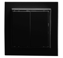 Выключатель 2-клавишный, 250V, 10А, серия Эрна, PSW10-9004-03, черный  39473  STEKKER