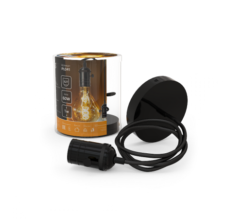 Светильник подвесной шнур под лампу Decor PL041 черный E27, 1 м, 1/40  PL041  Gauss