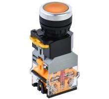 Кнопка D8-11D d=22мм 1з+1р с подсветкой желтая  BBT30-11D-3-12-K05  IEK