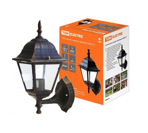 Светильник садово-парковый ЛБУ 4060-11 60Вт ЛН/КЛЛ/LED E27 IP33 четырехгранник, вверх  SQ0330-0031  TDM