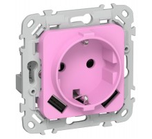 FLITE Розетка с заземлением со шторками 16А с USB A+A 3,1А РСЮша11-0-ФлПр пурпурный  FI-R14-16-U21-D31-K99  IEK
