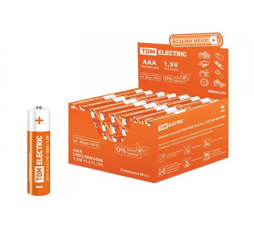 Элемент питания LR03 AAA Alkaline 1,5V PAK-96  SQ1702-0010  TDM