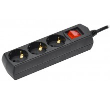 Удлинитель У03В 3 места с/з 3м 3х1мм2 10А 250В чер.  WYP10-10-03-03-ZK-K02-G  GENERICA